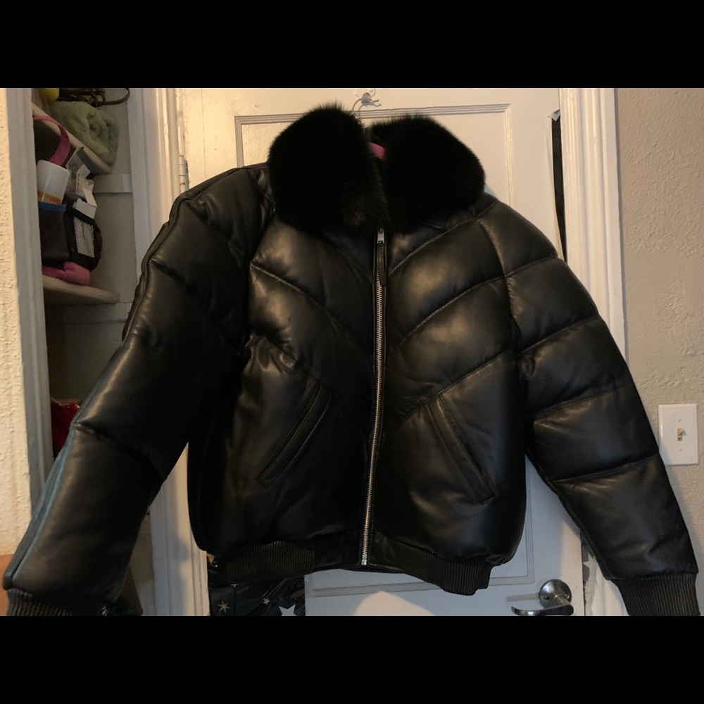 Giovanni outerwear leather and fur jacket